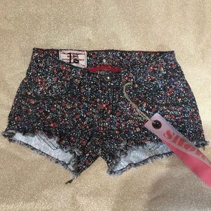Floral jean shorts